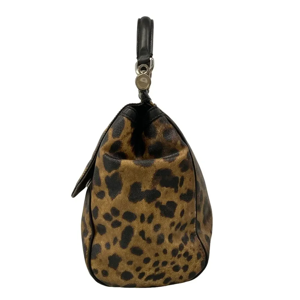 Dolce & Gabbana DOLCE&GABBANA Sicily Handbag Black Dark Brown Beige PVC Leather